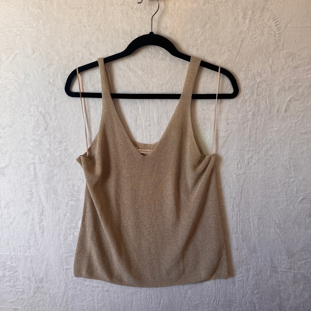 Soft Surroundings Tank Top Metallic Shimmer Lurex‎ XL Gold Womens